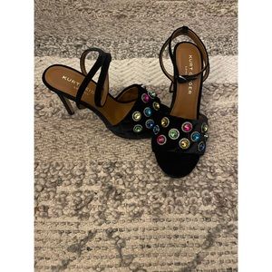 Kurt Geiger Crystal Embellished Quilted Velvet Sandals
